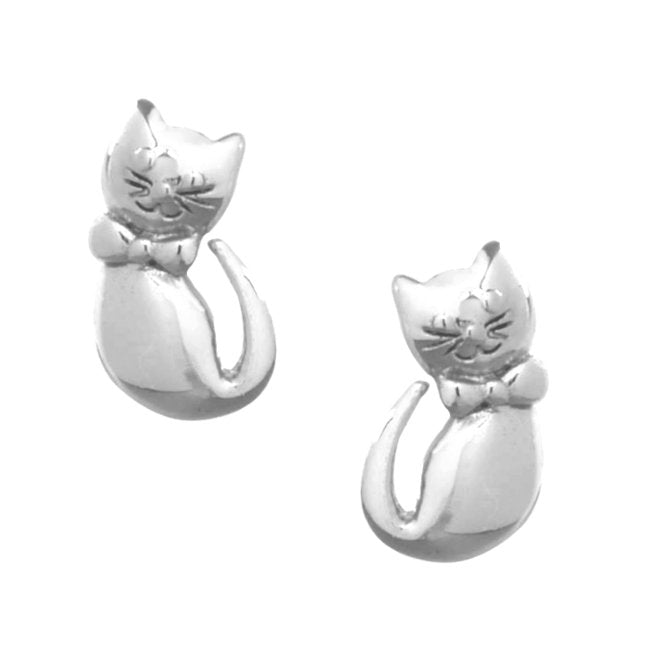 Cat Sterling Silver push-back Earrings