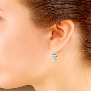 Cat Sterling Silver with Cubic Zirconia dangle Earrings modelled