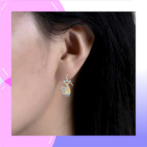 Cat Radiance Sterling Silver plated dangle Earrings with Enamels modelled