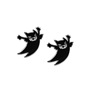 Black Cat Sterling Silver and Epoxy stud Earrings