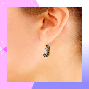 Cheetah Sterling Silver plated dangle Earrings with Enamels modelled