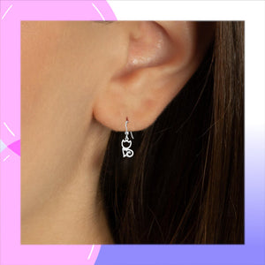 Cat with Curly Tail Sterling Silver Earrings with Cubic Zirconia modelled