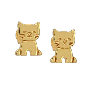 Cat Sterling Silver with 18k Gold stud Earrings