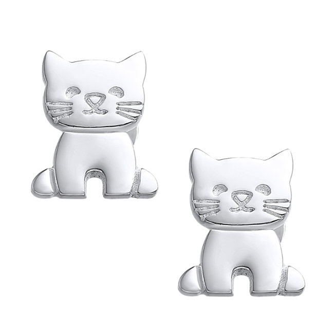 Cat Sterling Silver push-back Earrings