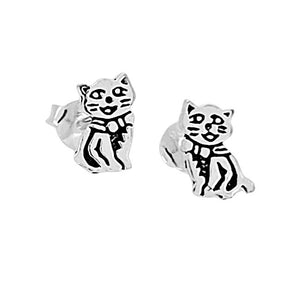 Cat Sterling Silver stud Earrings