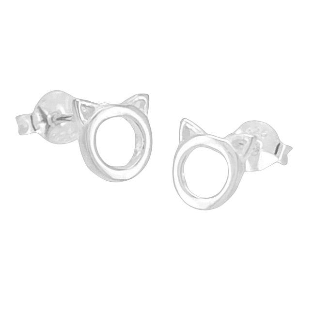 Cat with Pointy Ears Sterling Silver stud Earrings