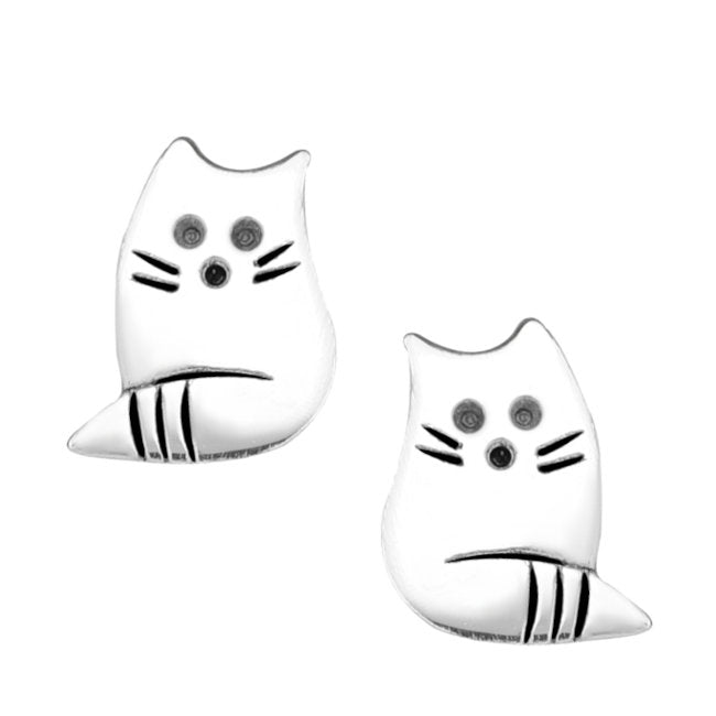 Cat Sterling Silver push-back Earrings