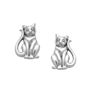 Cat Sterling Silver stud Earrings