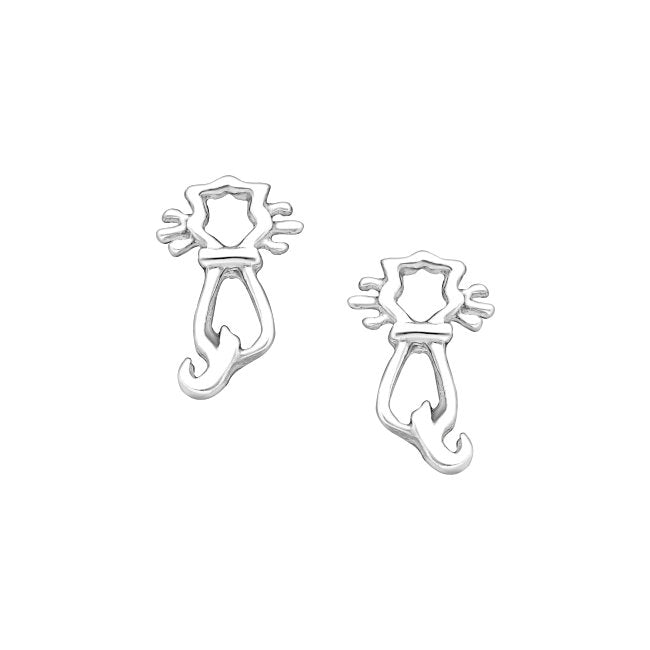Cat Sterling Silver stud Earrings