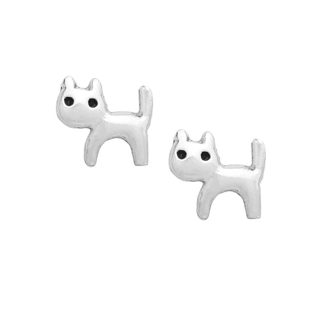 Cat Sterling Silver stud Earrings