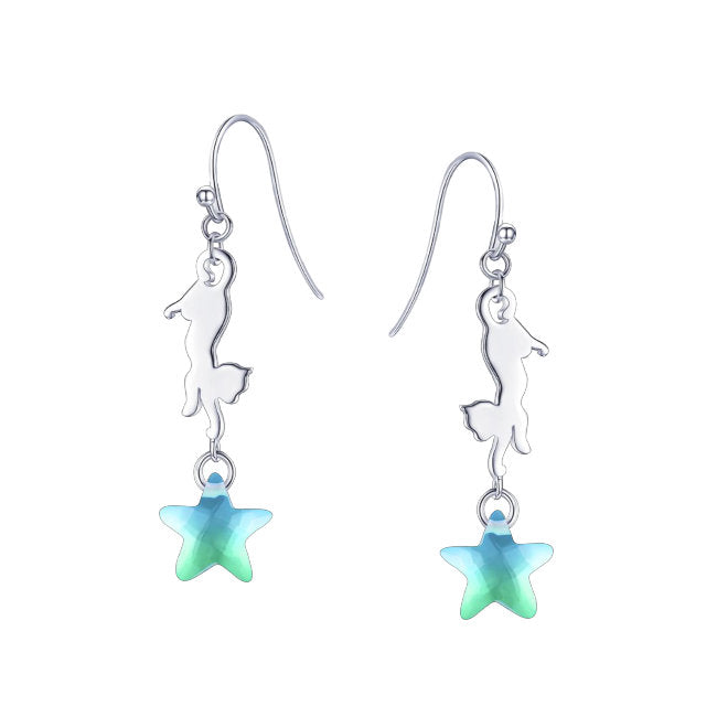 Cat with Star Sterling Silver dangle Earrings