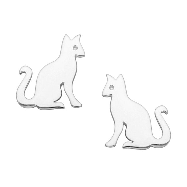 Sitting Cat Sterling Silver push-back Earrings