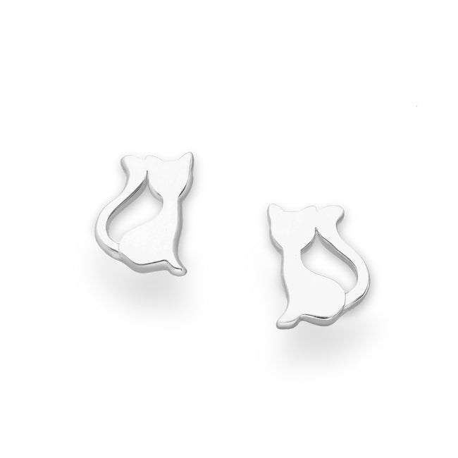 Cat Sterling Silver stud Earrings