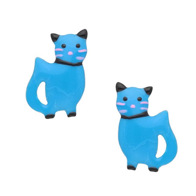 Cat Sterling Silver push-back Earrings with Enamels