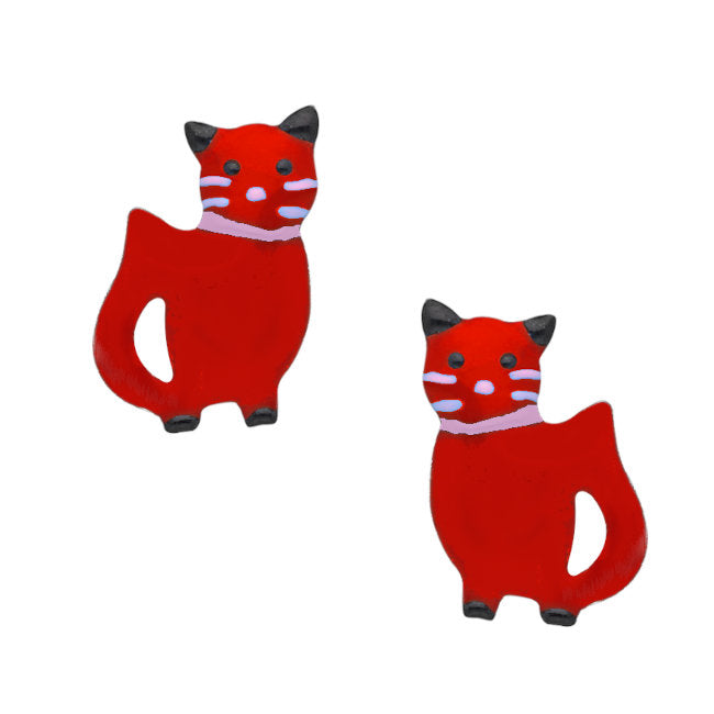 Cat Sterling Silver push-back Earrings with Enamels