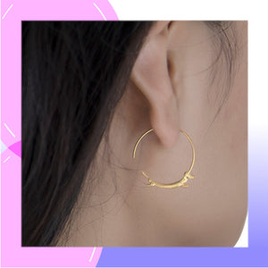 Dachshund Sterling Silver hoop Earrings with 18k Gold Overlay modelled