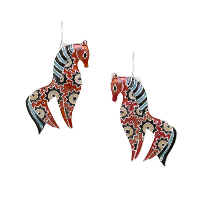 Horse Radiance  Sterling Silver plated dangle Earrings with Enamels