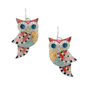 Owl Radiance Sterling Silver plated hook Earrings with Enamels