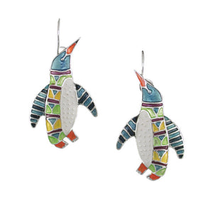 Penguin Radiance Sterling Silver plated hook Earrings with Enamels
