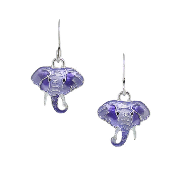 Elephant Sterling Silver plated Earrings with Enamels