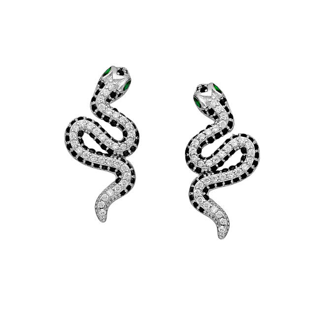 Snake Cubic Zirconia & Sterling Silver drop Earrings