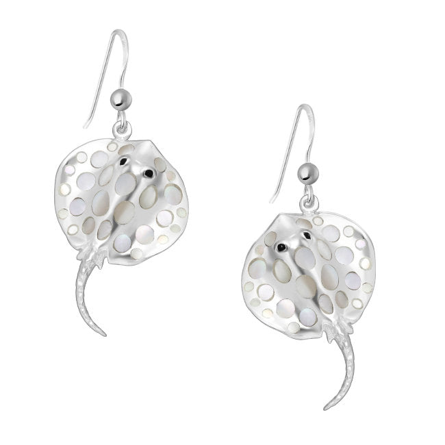 Stingray Sterling Silver Mother of Pearl dangle Earrings