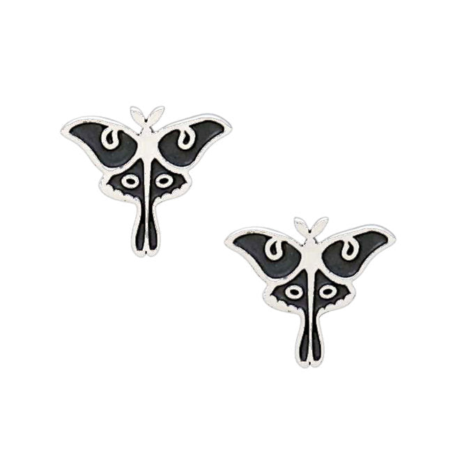 Luna Moth stud Earrings in Sterling Silver