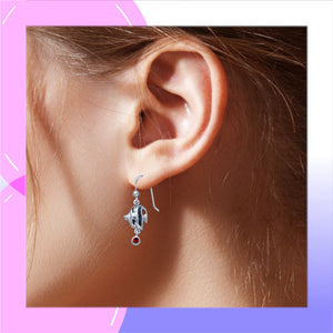 Angelfish Sterling Silver Earrings with Garnet & Enamel modelled