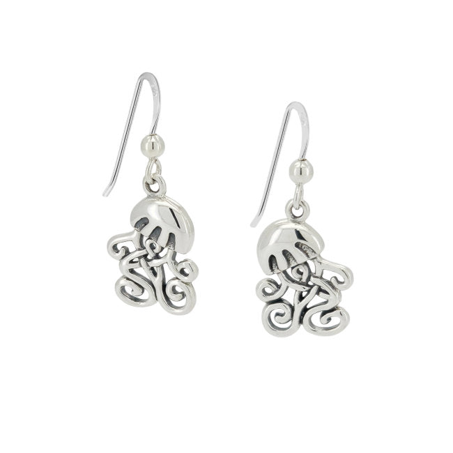 Jellyfish Celtic Knotwork Tentacles Sterling Silver dangle Earrings