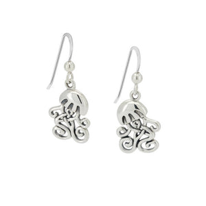 Jellyfish Celtic Knotwork Tentacles Sterling Silver dangle Earrings