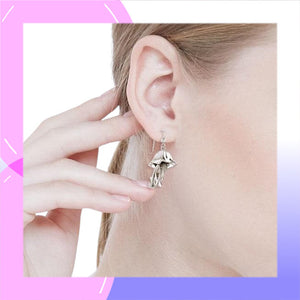 Jellyfish Sterling Silver dangle Earrings modelled