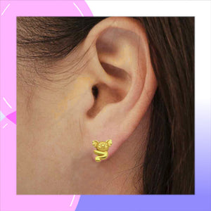 Koala Sterling Silver Earrings with Yellow Gold overlay modelled