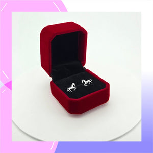 Horse Sterling Silver Push-Back Earrings presented in a gift box
