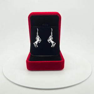 Rearing Horse Sterling Silver Earrings presented in a gift box