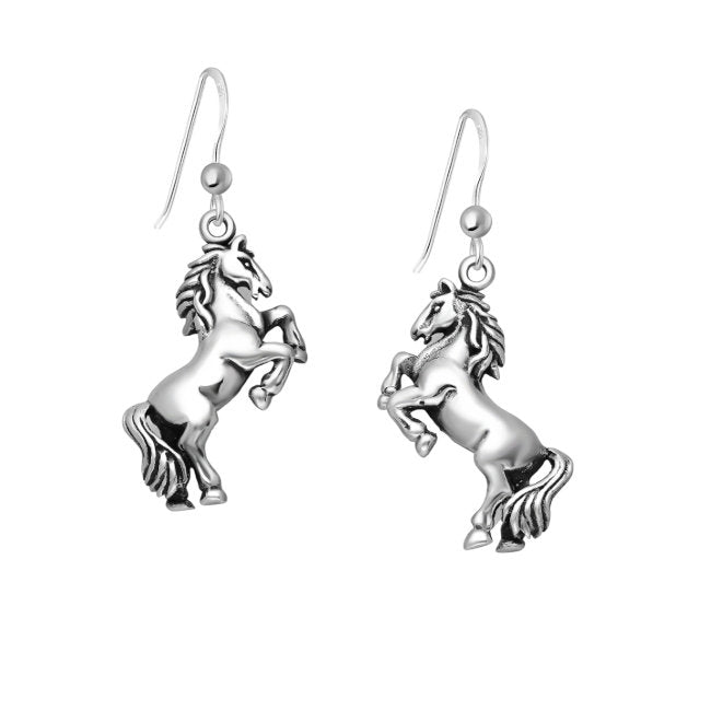 Rearing Horse Sterling Silver Earrings