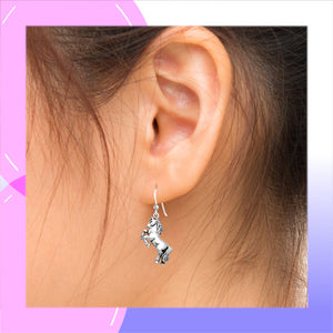 Rearing Horse Sterling Silver Earrings modelled
