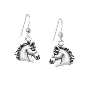 Horse Head Sterling Silver dangle Earrings