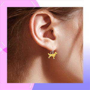 Labrador Retriever Sterling Silver hook Earrings modelled