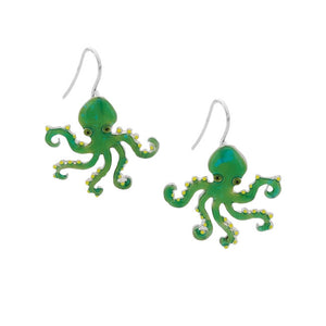 Octopus Sterling Silver plated dangle Earrings with Enamels
