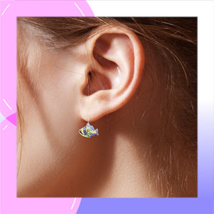 Triggerfish Sterling Silver plated hook Earrings modelled