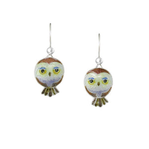 Owl Sterling Silver hook Earrings with Enamels