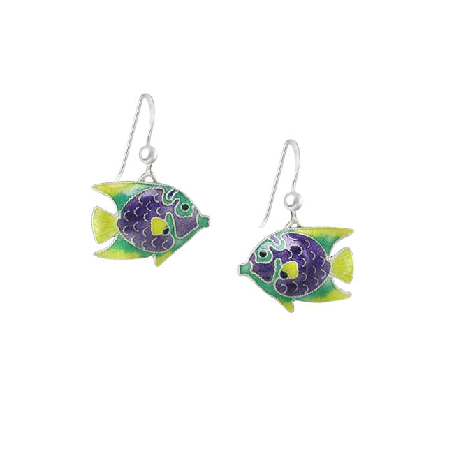 Angelfish Sterling Silver hook Earrings with Enamels