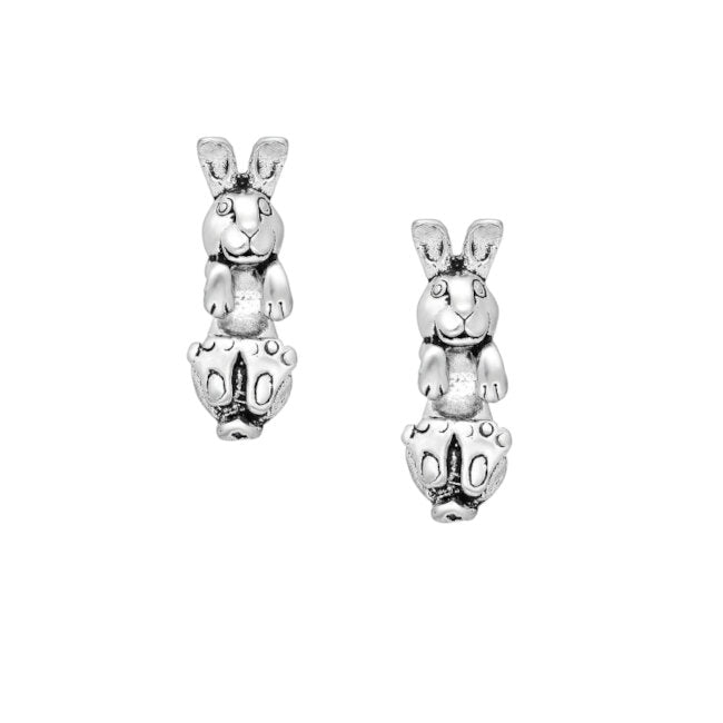 Rabbit Sterling Silver Jacket Earrings with oxidisation accents