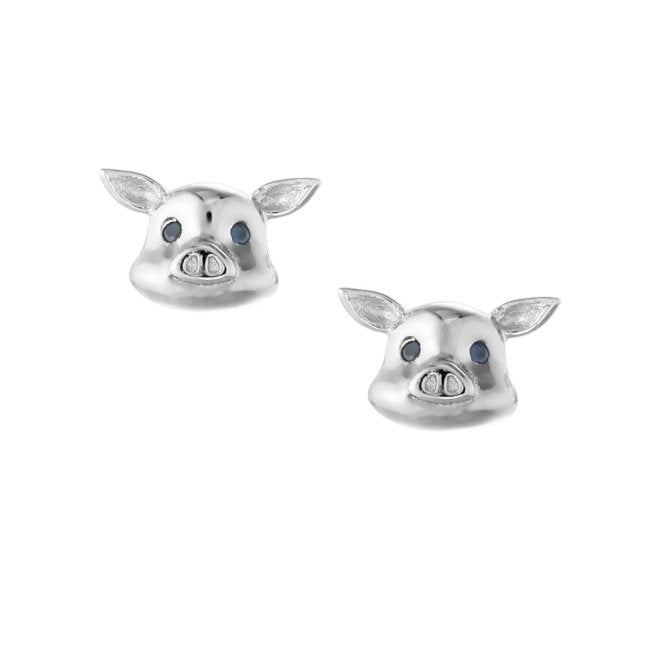 Pig Sterling Silver push-back Earrings