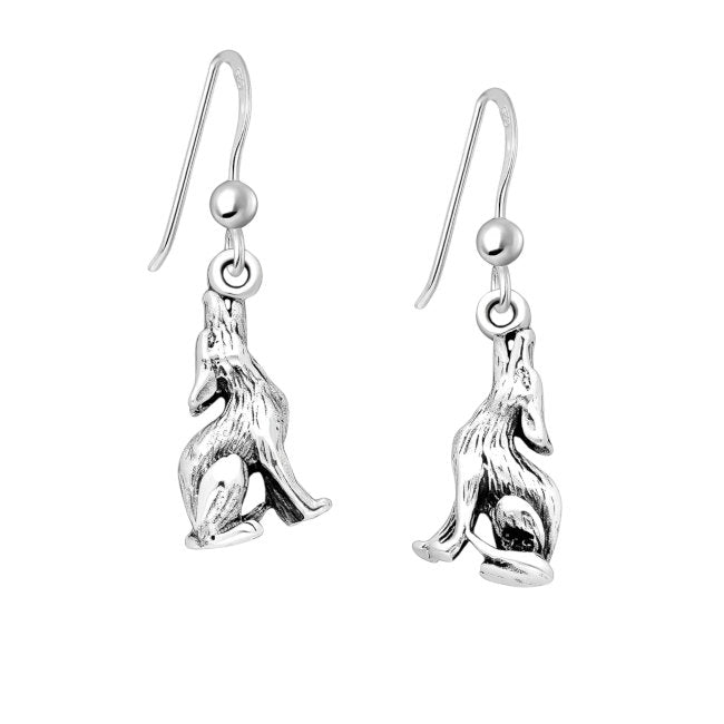 Wolf Sterling Silver dangle Earrings