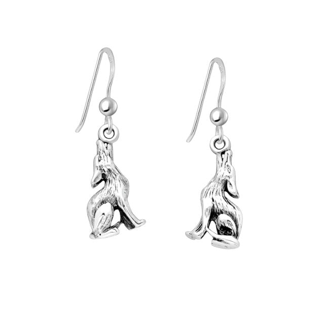 Wolf Sterling Silver dangle Earrings
