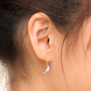 Bird Sterling Silver hook Earrings modelled