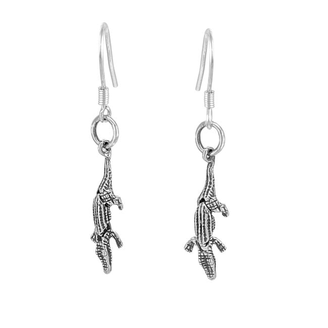 Crocodile with Moveable Body Sterling Silver hook Earrings