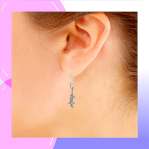 Crocodile with Moveable Body Sterling Silver hook Earrings modelled