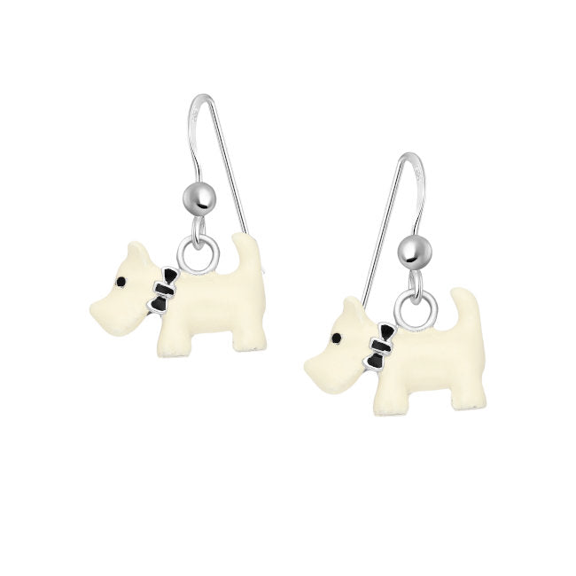 Scottish Terrier Sterling Silver hook Earrings with Enamels